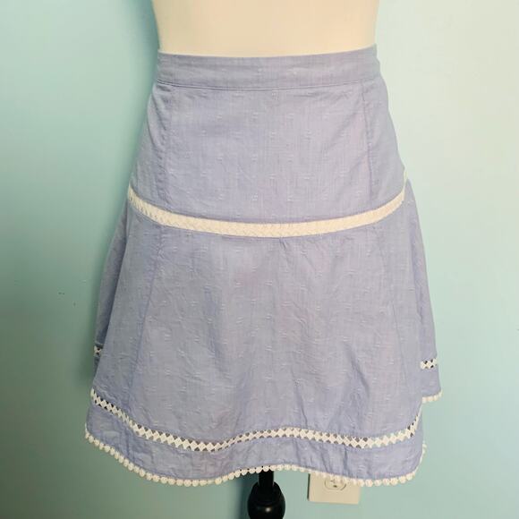 WHBM Blue Cotton A-Line Skirt with Eyelet Size 2 - Picture 3 of 7